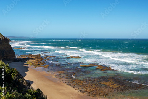 Aireys Inlet coast with waves and blue sky Great Ocean Road photo