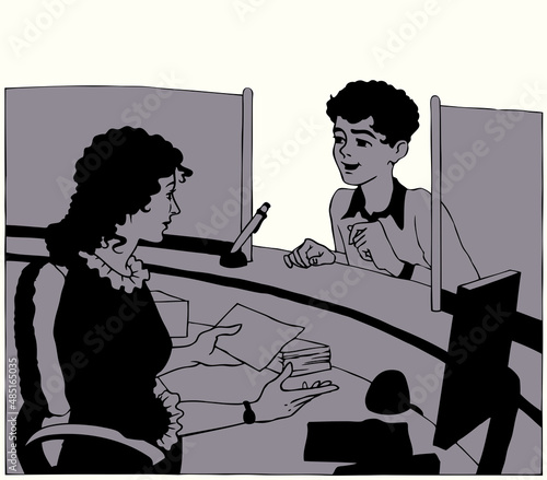 Vector image. Business conversation in the service sector