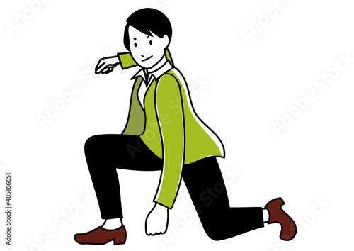 イラスト素材：キメポーズでやる気を表現しているイメージのビジネスパーソン