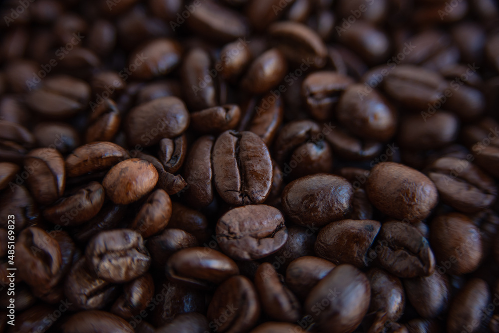 Freshly roasted and flavored coffee beans Freshly roasted and flavored coffee beans