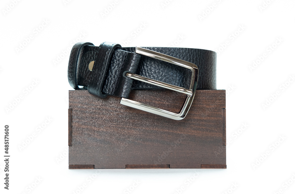 Mens black genuine leather belt Isolated over white background with clipping path included Mens black genuine leather belt Isolated over white background with clipping path included
