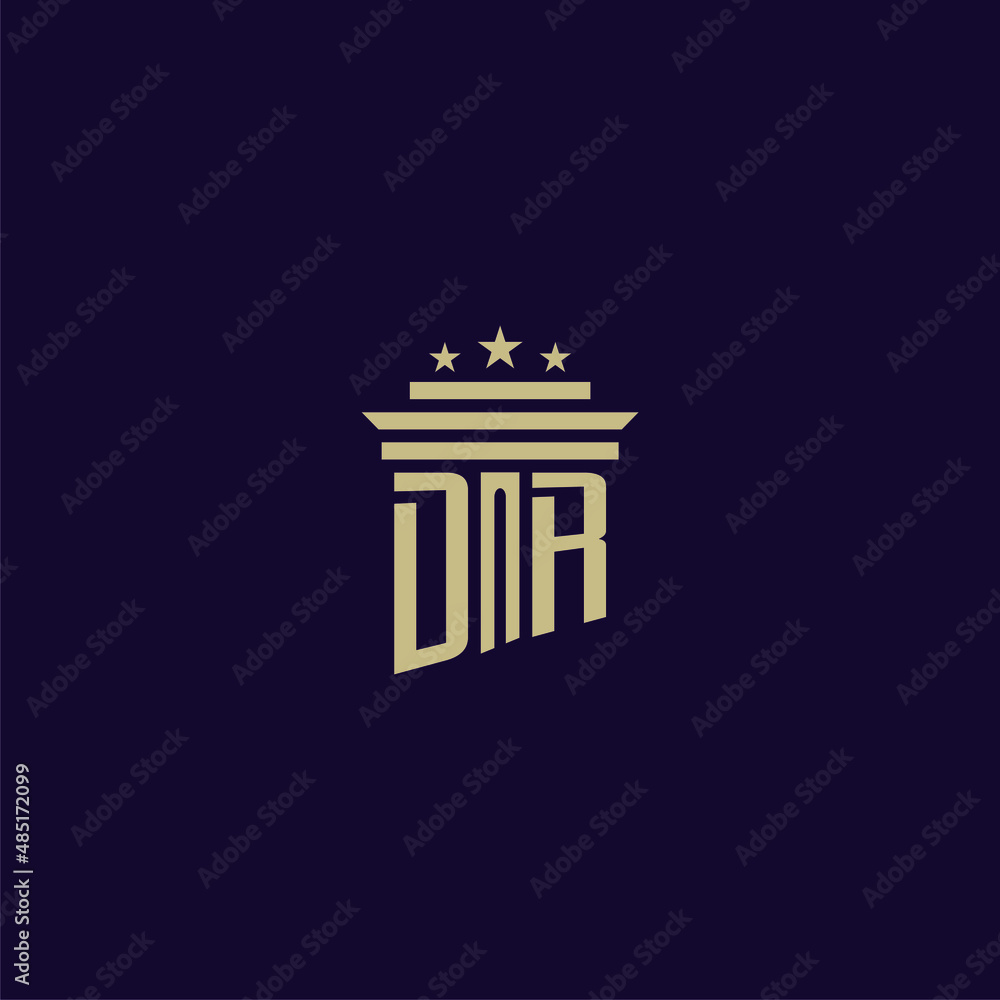 DR initial monogram logo design for lawfirm lawyers with pillar vector ...