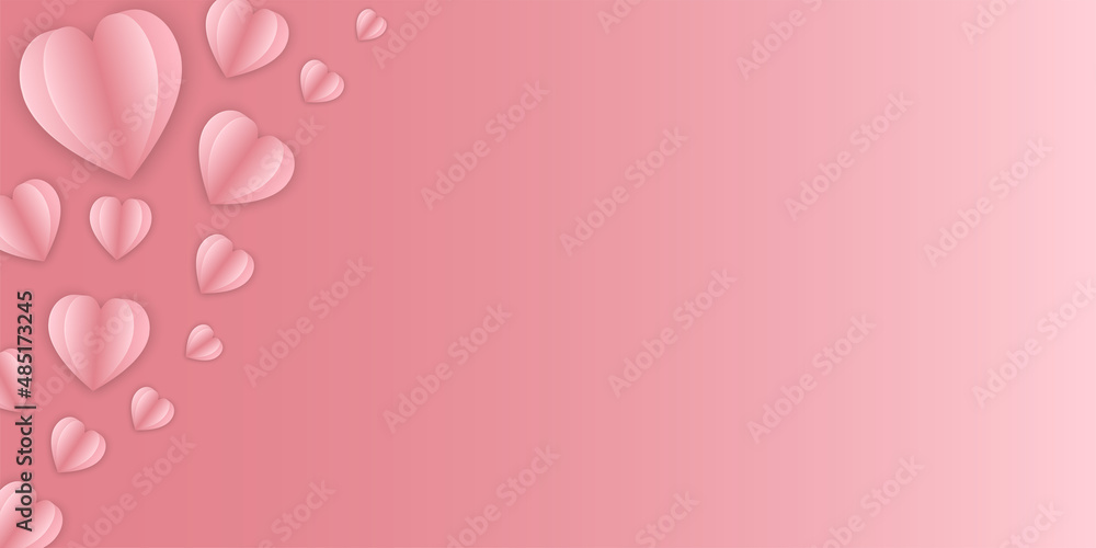 pink hart paper cut background, hart vector , valentine concept card