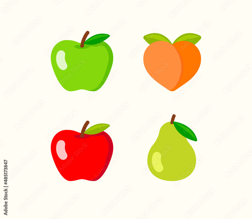 Fruit emoji vector illustration set. Fruit icon set Stock Vector Adobe Stock