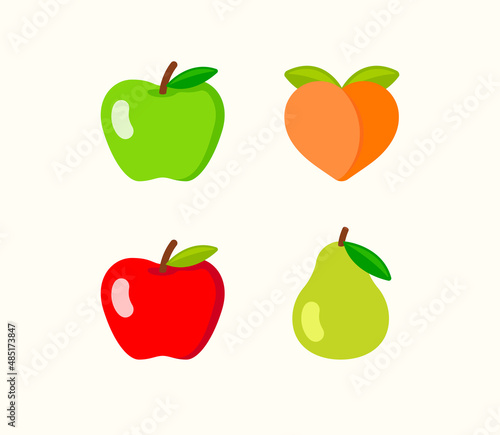 Fruit emoji vector illustration set. Fruit icon set