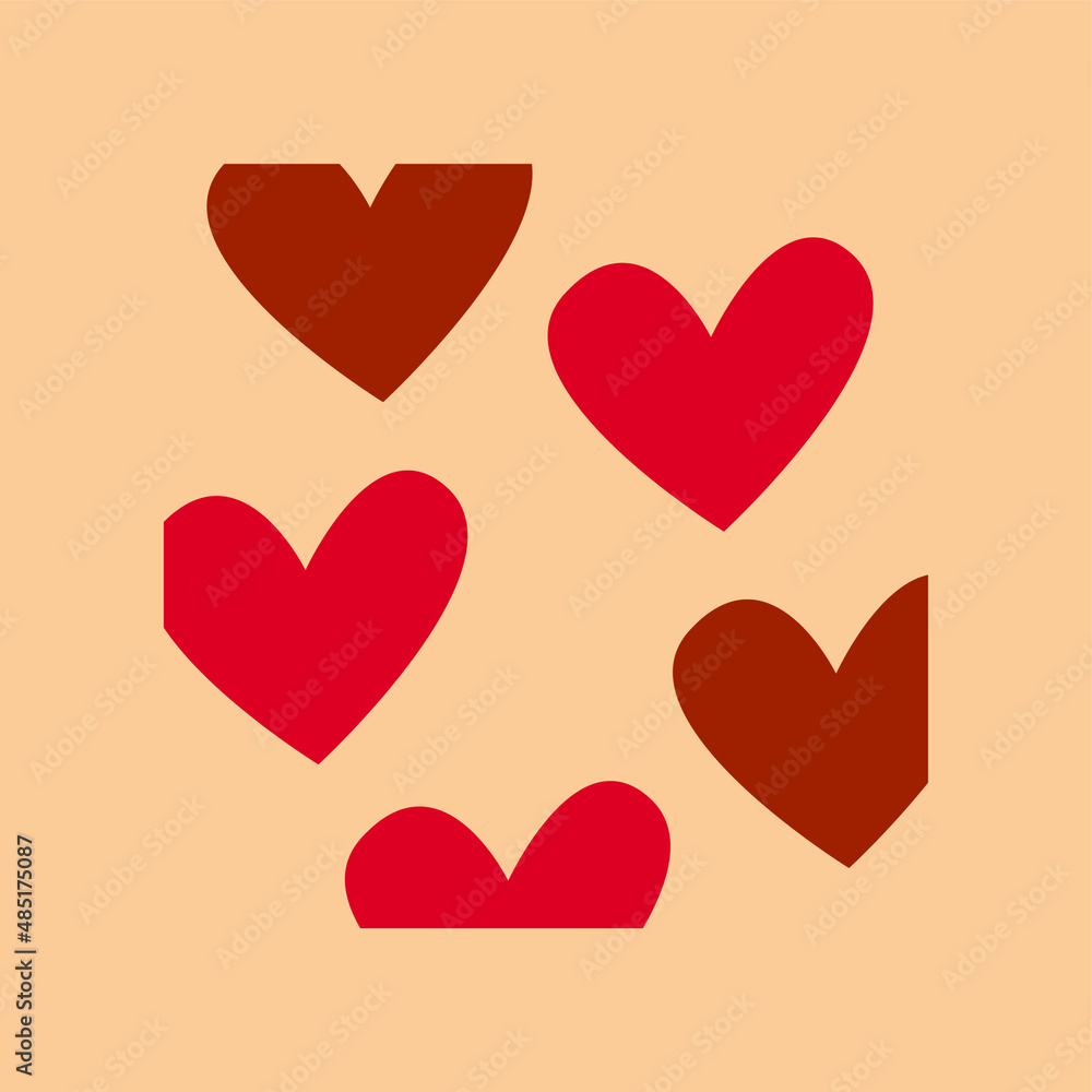 Vector illustration is a square abstract postcard with red hearts and a space for copying. Concept - Valentine's Day Vector illustration is a square abstract postcard with red hearts and a space for copying. Concept - Valentine's Day