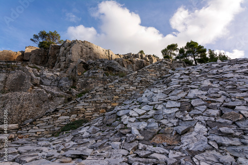 Part of the abandoned Penteli marble quarry in Attika, Greece. photo