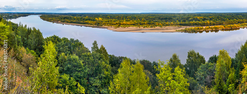 vyatka river from a high bank on an autumn day