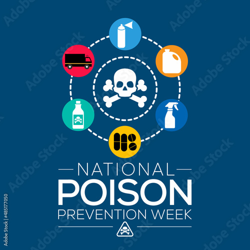 National Poison prevention week (NPPW) is observed every year in March, to highlight the dangers of poisonings for people of all ages. vector illustration