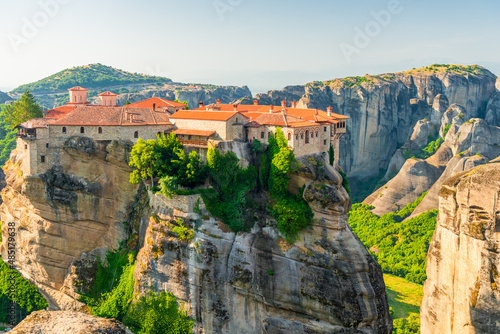 beautiful complex of Meteora monasteries built on rocks, Thessaly, Greece