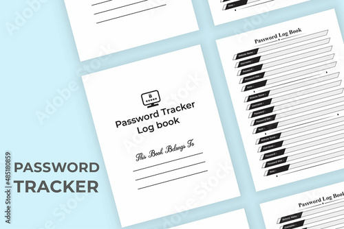 Password tracker KDP interior log book template. Website information tracker notebook template. KDP interior journal. Website password tracker journal interior.