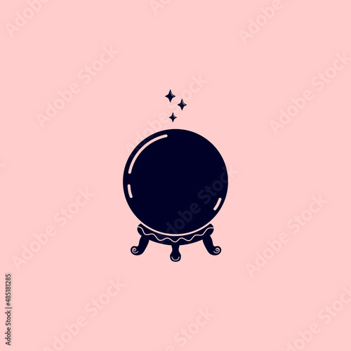 Linear logo or emblem template - magic ball. Abstract symbol for packaging. Vector illustratio
