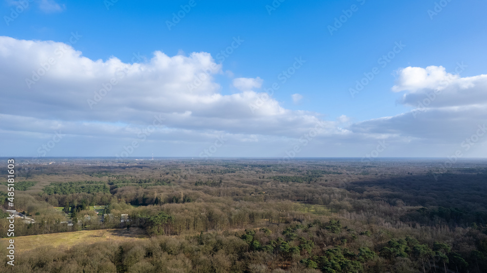 Land or landscape of green field in aerial view. Include agriculture farm, house building, village. That real estate or property. Plot of land for housing subdivision, development, sale or investment