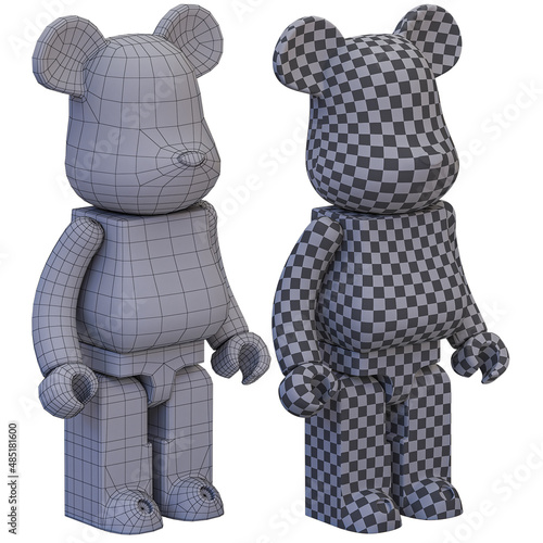 japan toy, japan, black, Bearbrick toy figure, 3d, nya, cat, animal, bear, black and white, toy, sit, bear brick, 3d render
 photo