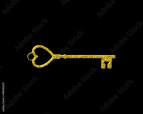 Vintage Retro Key symbol Golden icon Gold Glitters logo illustration © SunFrot