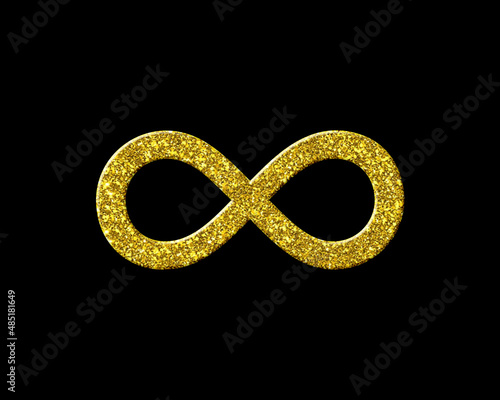 Infinity limitless infinite symbol Golden icon Gold Glitters logo illustration