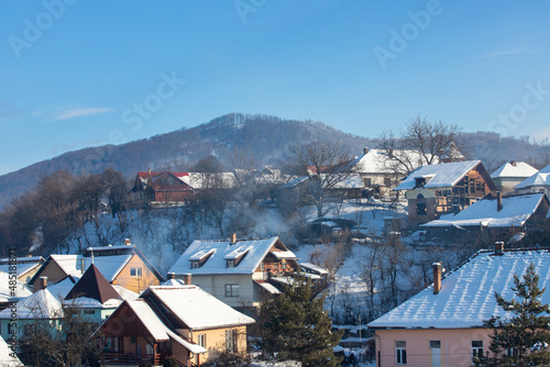 landscape from a mountain village in winter