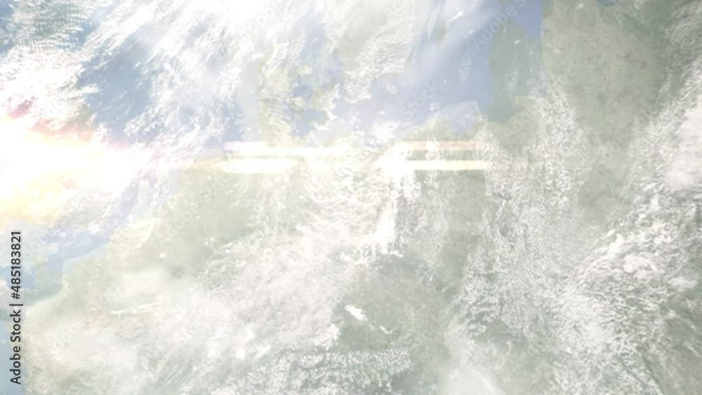 Earth zoom in from outer space to city. Zooming on Germany, Berlin. The