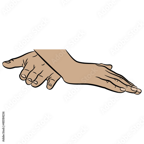 Two human hands in pressing massage gesture. Cartoon style. Isolated vector illustration.