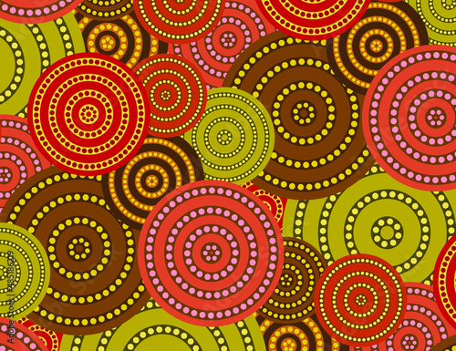 Native American pattern. Colorful circles and dots background. Multicolor ethnic pattern. Earth tone modern pattern. Circles and dots wallpaper. Spring collection design.