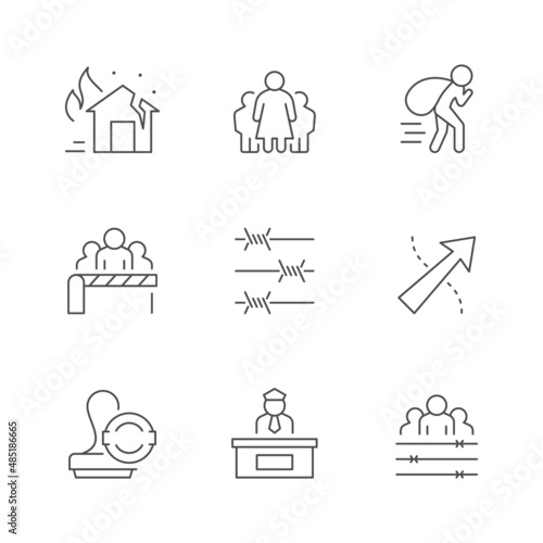 Set line icons of refugee