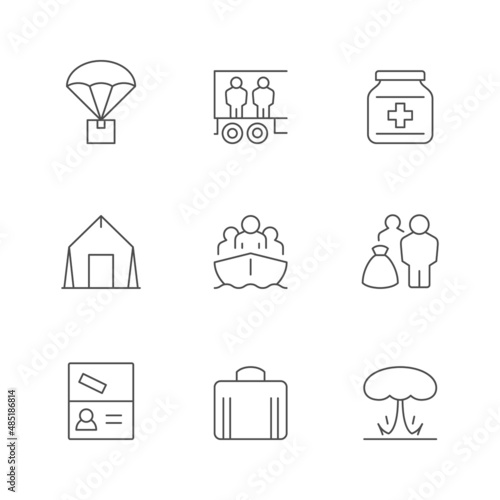 Set line icons of refugee