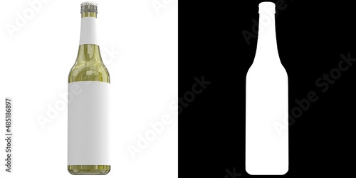 3D rendering illustration of a small beer bottle