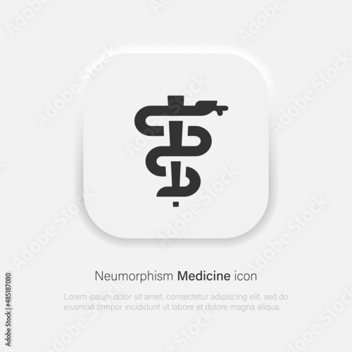 Medicine symbol for healthcare design. Vector line illustration. Symbol, logo illustration. Vector icon in neumorphism style photo