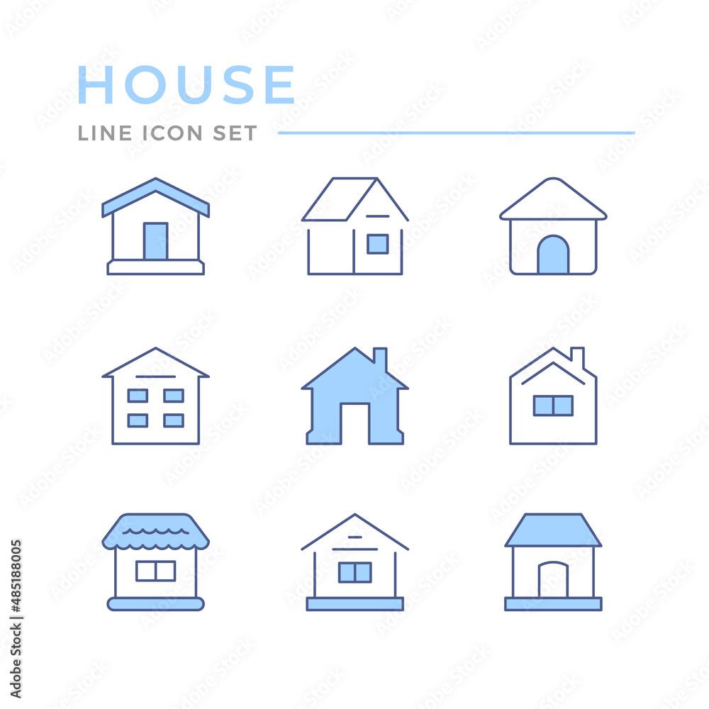 Set color line icons of house Set color line icons of house