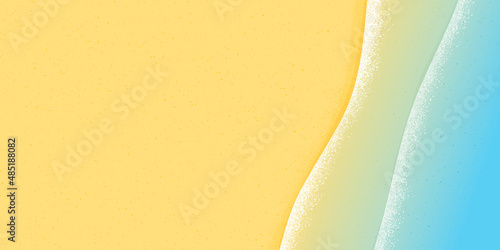 Beach textured sand and water edge waves as summer ocean shore vacation background