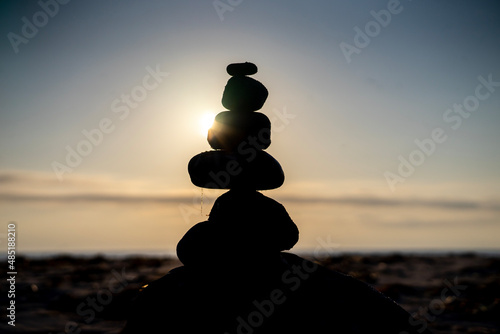 pepple stack in balance at the beach photo