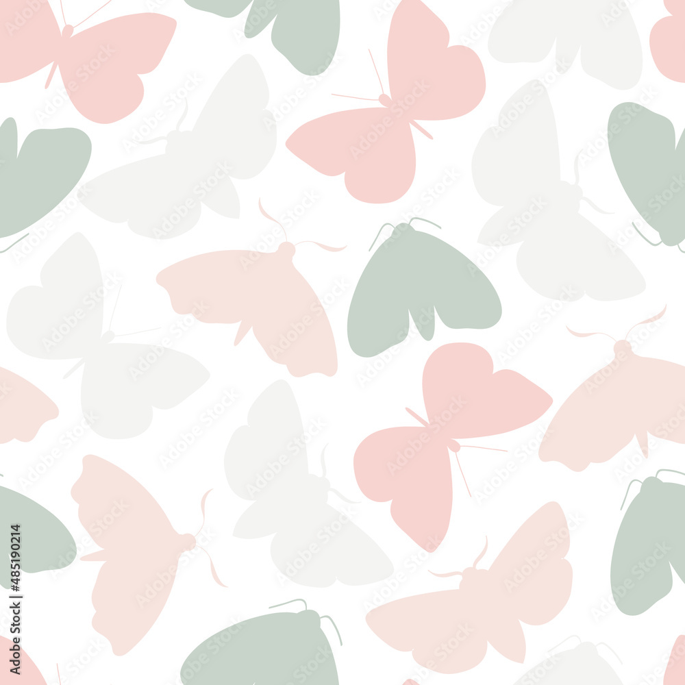 Seamless pattern with butterflies, nude coloured abstract background ...