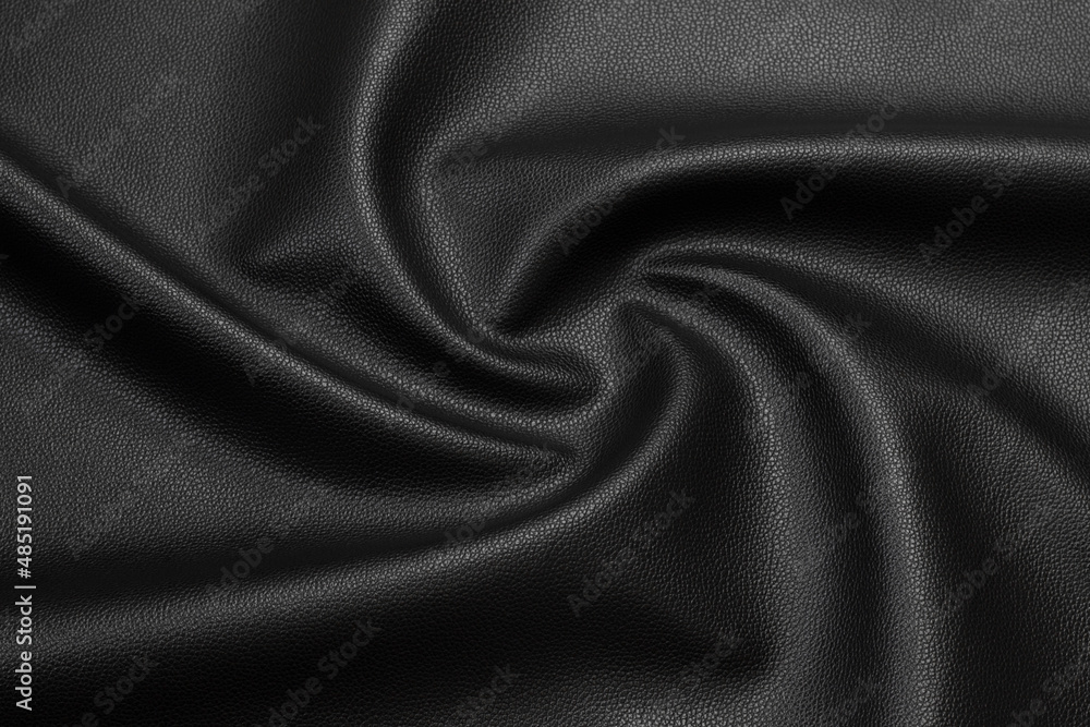 black artificial leather with waves and folds on PVC base black artificial leather with waves and folds on PVC base
