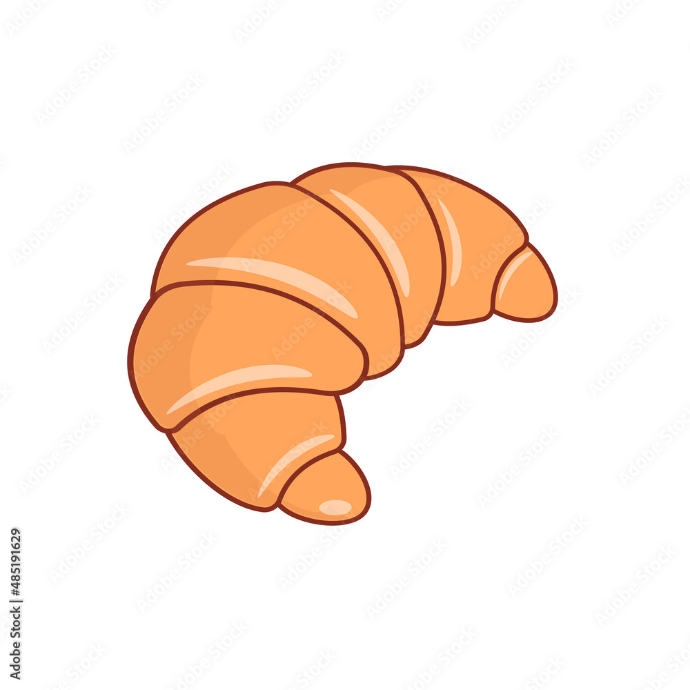 Croissant isolated on white background. Beautiful croissant, vector illustration