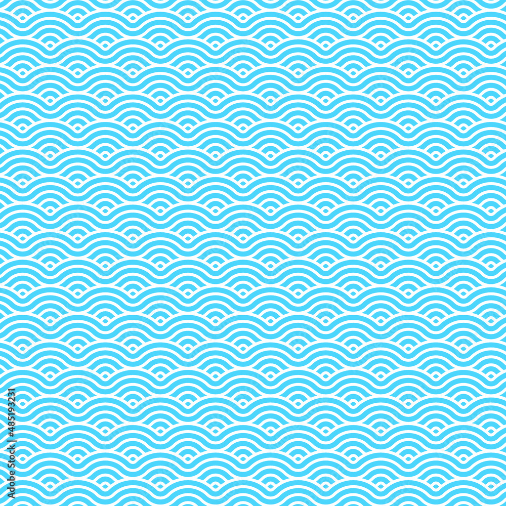 Blue wavy pattern on white background, Wavy lines on white. Illustration of the abstract wave pattern.