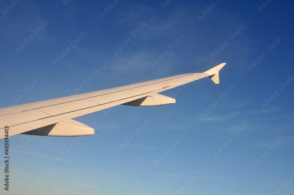Airplane's wing during flight Airplane's wing during flight