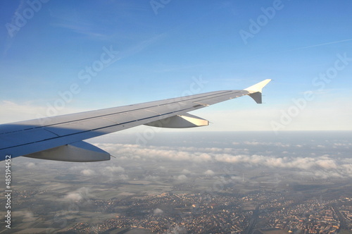 Airplane s wing during flight