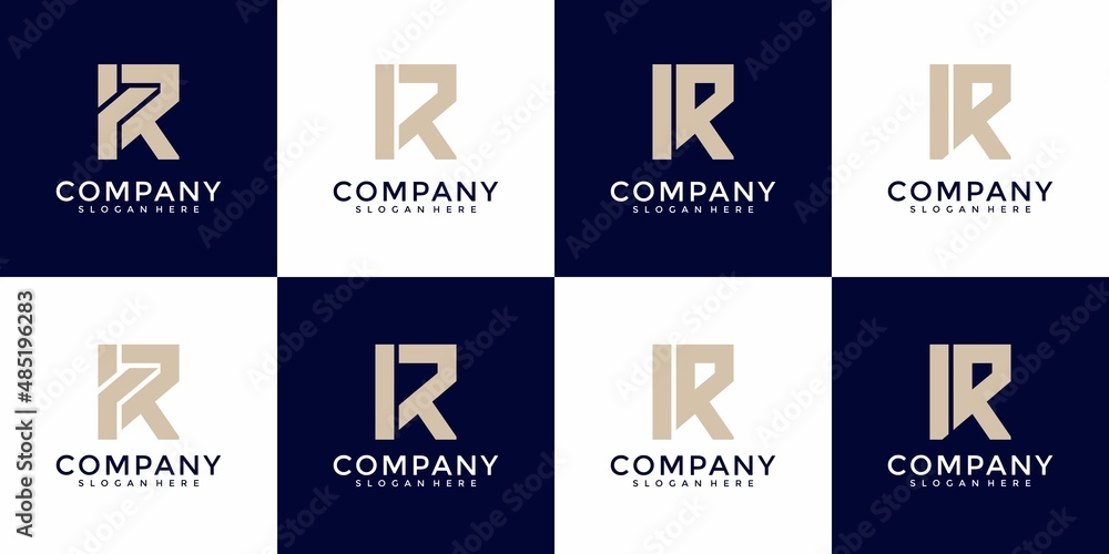 Set of creative abstract letter r logo design collection.