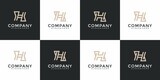 Set of abstract monogram initial letter h logo design template