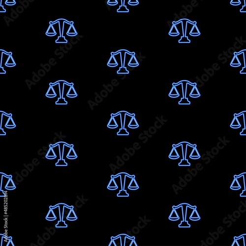 libra zodiac seamless pattern, bright vector illustration on black background.
