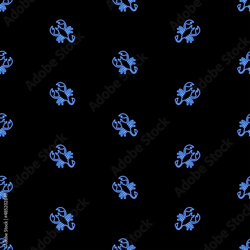 scorpio zodiac seamless pattern, bright vector illustration on black background.