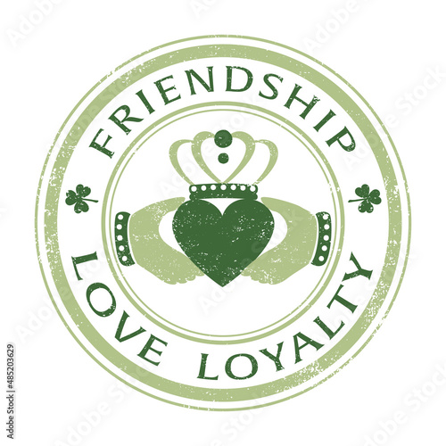 A grunge Irish Claddagh circle stamp with text
