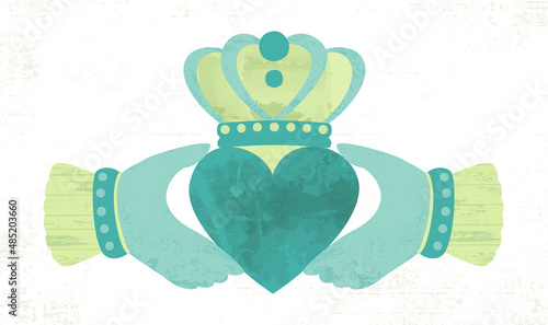 An Irish claddagh symbol in a cut paper style with textures
 photo