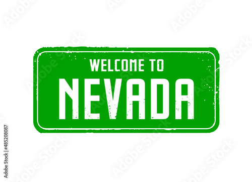 WELCOME TO NEVADA. Green stamp and banner. Vector Illustration.. 