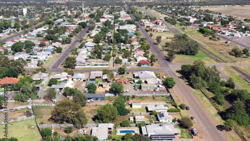 Streets and downtown of Nyngan rural residential settlement in outback 4k.
 photo