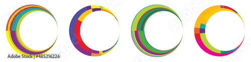 Set of abstract circle graphic. Geometric circle, ring design element. Circular, concentric angular shape icon, symbol photo