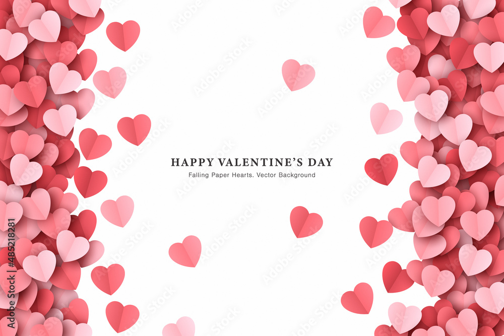 Scatter Paper Cut Hearts Confetti Vector Valentine's Day Frame Isolated On  White Background. Papercut Heart Shapes Romantic Love Story Wallpaper.  Saint Valentines Day Hearts Abstract Art Illustration Stock Vector | Adobe  Stock