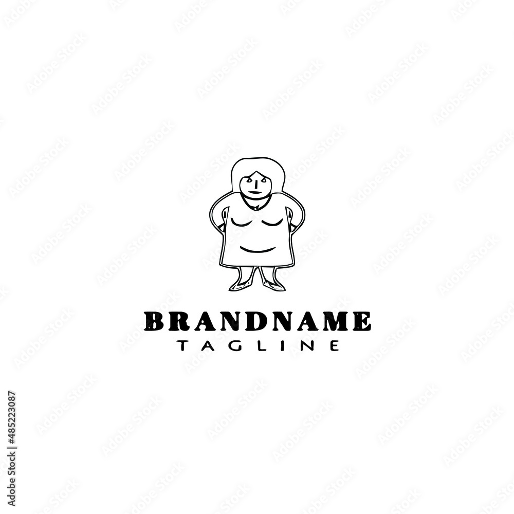 fat cartoon character logo template icon design black vector illustration