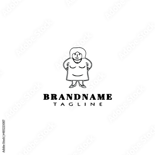 fat cartoon character logo template icon design black vector illustration