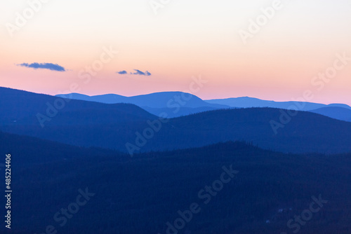 Montains layer in a golden sunset